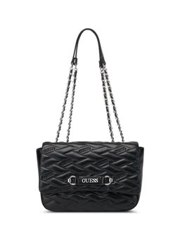 Guess - Black Quilted Briella Flap Crossbody Bag