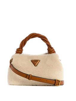 Guess - Beige Solid Shaida Top Handle Crossbody Bag