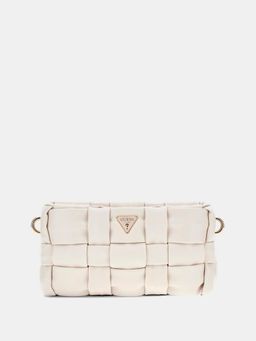Guess - Beige Textured Marion Mini Crossbody Bag with Detachable Strap