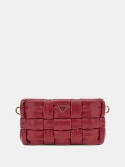 Guess - Red Textured Marion Mini Crossbody Bag with Detachable Strap