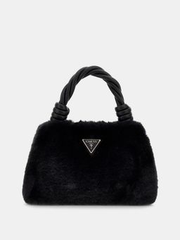 Guess - Black Solid Shaida Top Handle Crossbody Bag with Detachable Strap