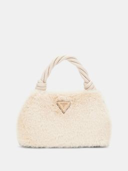 Guess - Beige Solid Shaida Top Handle Crossbody Bag with Detachable Strap