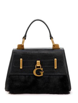 Guess - Black Textured Bergen Micro Mini Satchel Bag with Detachable Strap