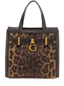 Guess - Brown Animal Bergen Mini Tote Bag with Detachable Strap