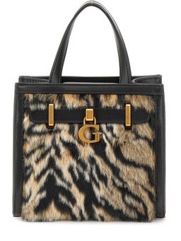 Guess - Brown Animal Bergen Mini Tote Bag with Detachable Strap