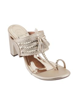 Catwalk - Women Stylised Chunky Sandal Heels - Gold