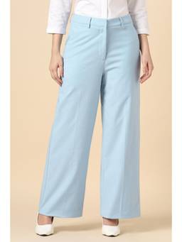 Allen Solly - Light Blue Solid Formal Trousers