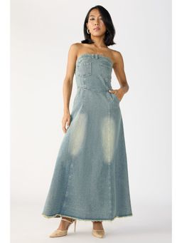 FREAKINS - Steel Blue Panelled Denim Dress