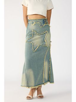 FREAKINS - Yellow Tinted Stone Blue Maxi Skirt