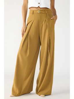 FREAKINS - Khaki Belted Flared Korean Pant with Belt (Set of 2)
