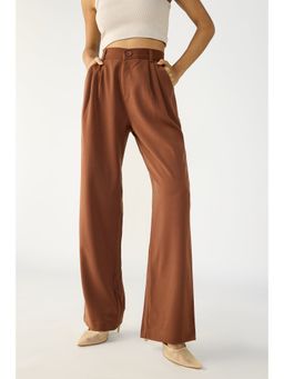 FREAKINS - Ganache Brown Pleated Korean Trouser