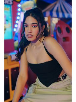 FREAKINS - Cross Me If You Can Black Crop Top