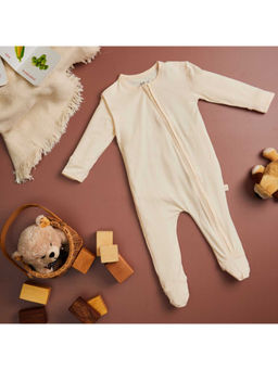 Softsens Baby - Buttercream Beige Bamboo Zipper Bodysuits