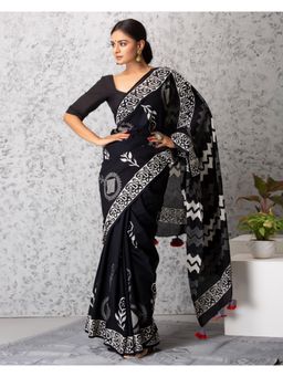 Mayurie - Camila Handblock Printed Mul-Mul Saree