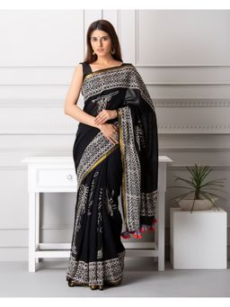 Mayurie - Kaylee Handblock Printed Mul-Mul Saree