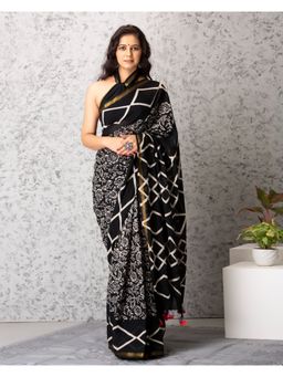 Mayurie - Laila Handblock Printed Mul-Mul Saree