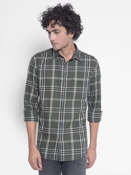 CRIMSOUNE CLUB - Men's Olive Checked Shirt