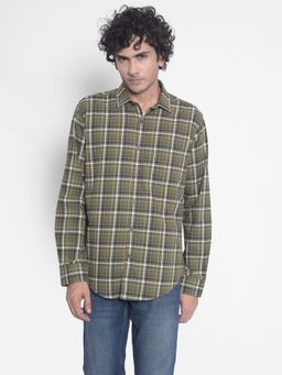 CRIMSOUNE CLUB - Men's Olive Checked Shirt