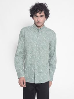 CRIMSOUNE CLUB - Men's Green Floral Shirt