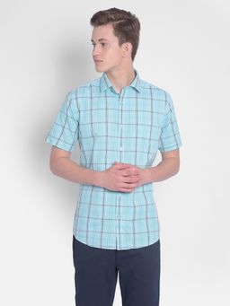 CRIMSOUNE CLUB - Men's Blue Checked Shirt