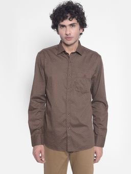 CRIMSOUNE CLUB - Men's Brown Printed Shirt