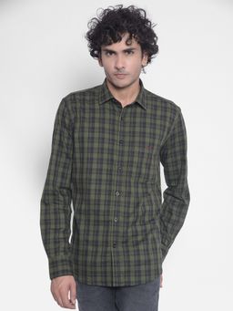 CRIMSOUNE CLUB - Men's Olive Checked Shirt