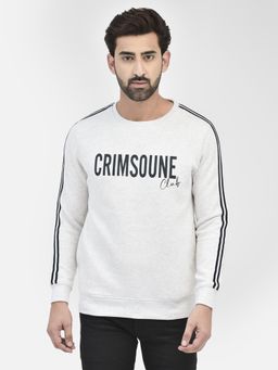 CRIMSOUNE CLUB - Men's White Melange Printed Sweatshirt