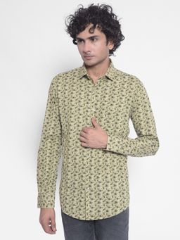 CRIMSOUNE CLUB - Men's Olive Printed Shirt