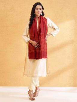Fabindia - Maroon Cotton Batik Stole