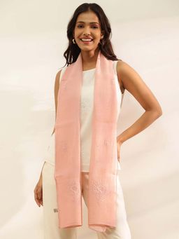 Fabindia - Pink Cotton Silk Chikankari Stole