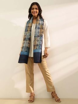 Fabindia - Blue Silk Hand Block Print Stole