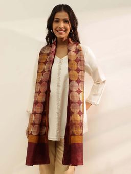 Fabindia - Maroon Silk Hand Block Printed Stole