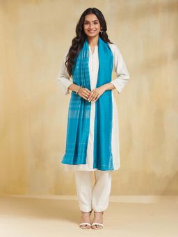 Fabindia - Blue Cotton Silk Hand Woven Stole