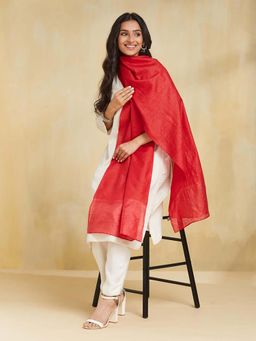 Fabindia - Red Silk Hand Woven Stole