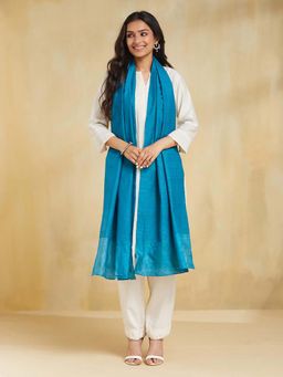 Fabindia - Blue Silk Hand Woven Stole