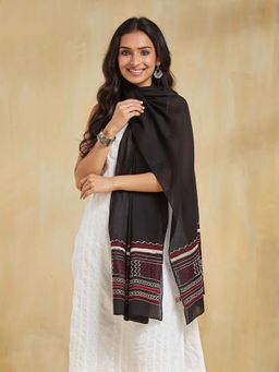 Fabindia - Black Cotton Hand Embroidery Stole
