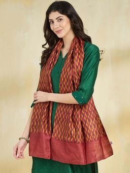 Fabindia - Orange Silk Hand Block Printed Stole