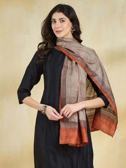 Fabindia - Brown Silk Hand Block Printed Stole