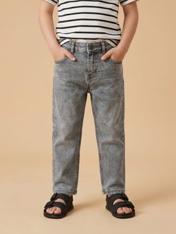 Nautinati - Boys Pure Cotton Mid Grey Loose Fit Jeans