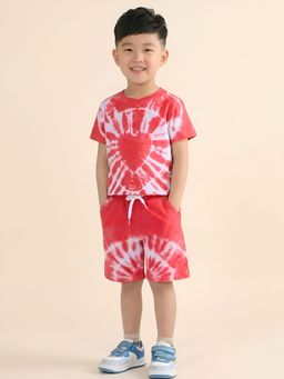 Polka Tots - Cotton Half Sleeve Tie Dye T-Shirt With Shorts