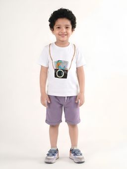 Polka Tots - Cotton Half Sleeve Printed T-Shirt With Shorts