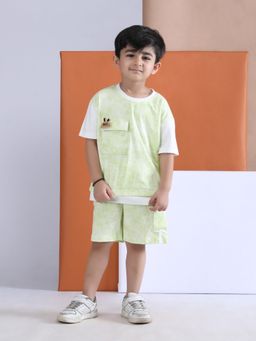 Polka Tots - Cotton Half Sleeve Tie Dye Print T-Shirt With Shorts