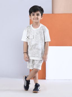 Polka Tots - Cotton Half Sleeve Tie Dye Print T-Shirt With Shorts