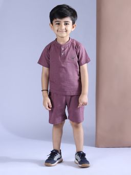 Polka Tots - Cotton Half Sleeve Solid T-Shirt With Shorts