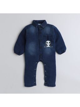 Polka Tots - Denim Full Sleeve Ship Patch Jumpsuit
