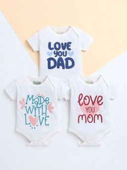 Polka Tots - Cotton Half Sleeve Typography Onesies (Pack of 3)