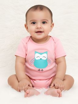 Polka Tots - Cotton Half Sleeve Owl Print Onesies