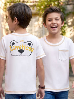 Arias by LARA DUTTA - Boys White Print T-Shirt