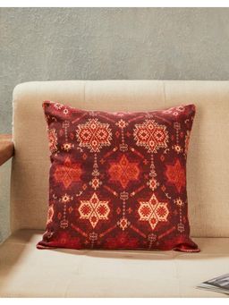 Fabindia - Wine Savannah Printed Cotton Cushion Cover (16x16 Inches)