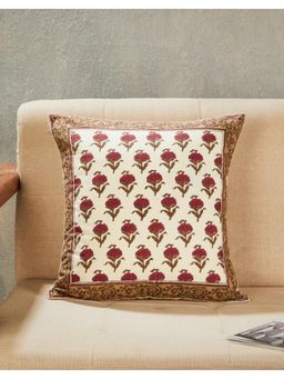 Fabindia - Multi-Color Tarika Hand Block Printed Cotton Cushion Cover (16x16 Inches)